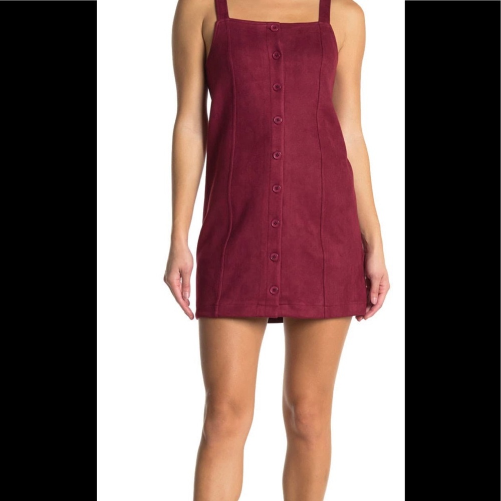 BB Dakota Faux Suede Button Front Mini Dress SMALL